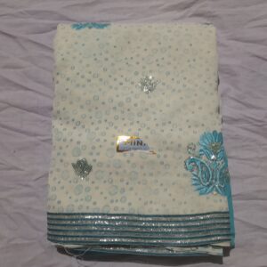 Ice Blossom – Elegant Embroidered Saree