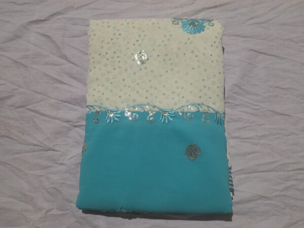 Ice Blossom – Elegant Embroidered Saree - Image 2