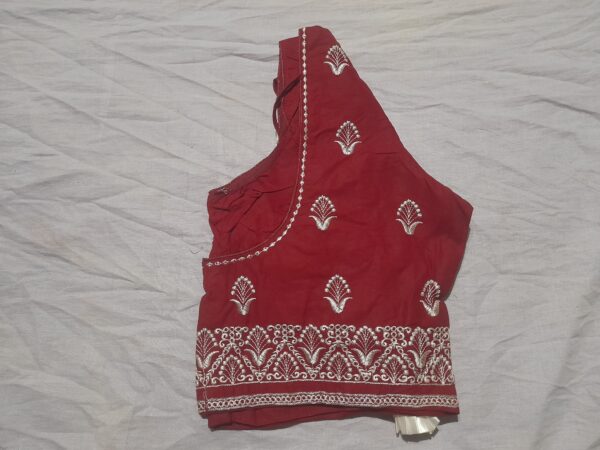Elegant Maroon-White Embroidered Designer Blouse - Image 2