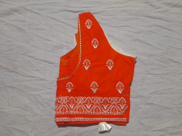Elegant Orange-White Embroidered Designer Blouse - Image 2