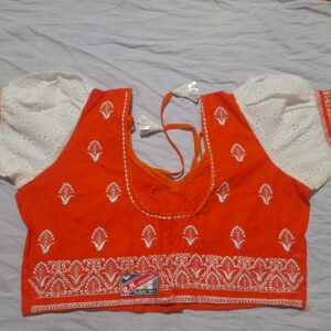 Elegant Orange-White Embroidered Designer Blouse