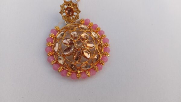 Pink Blush Pearl Kundan Choker Set - Image 4