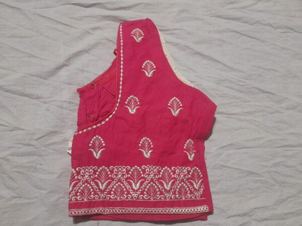 Elegant Pink-White Embroidered Designer Blouse - Image 2