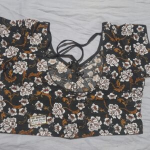 Floral Back-Tie Black Printed Blouse – Tuli Dresses