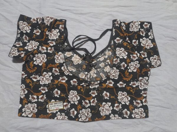 Floral Back-Tie Black Printed Blouse – Tuli Dresses