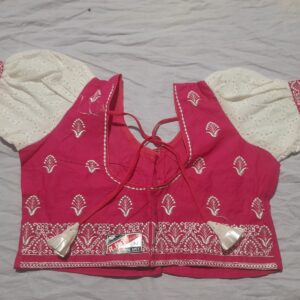 Elegant Pink-White Embroidered Designer Blouse