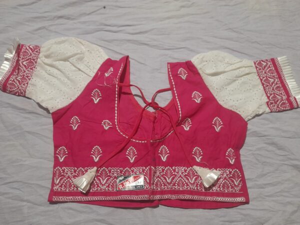 Elegant Pink-White Embroidered Designer Blouse