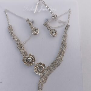 Crystal Glow Silver Necklace Set