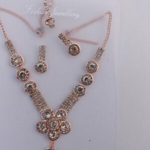 Ruby Spark Red & Silver Necklace Set