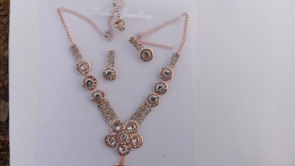Ruby Spark Red & Silver Necklace Set