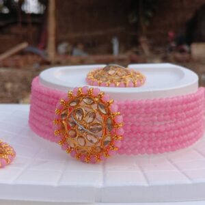 Pink Blush Pearl Kundan Choker Set