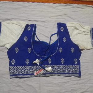 Elegant Blue-White Embroidered Designer Blouse