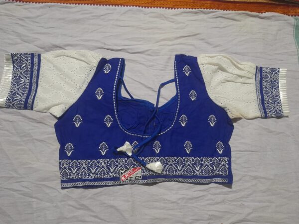 Elegant Blue-White Embroidered Designer Blouse