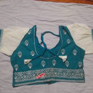 Elegant Green-White Embroidered Designer Blouse