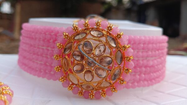 Pink Blush Pearl Kundan Choker Set - Image 2